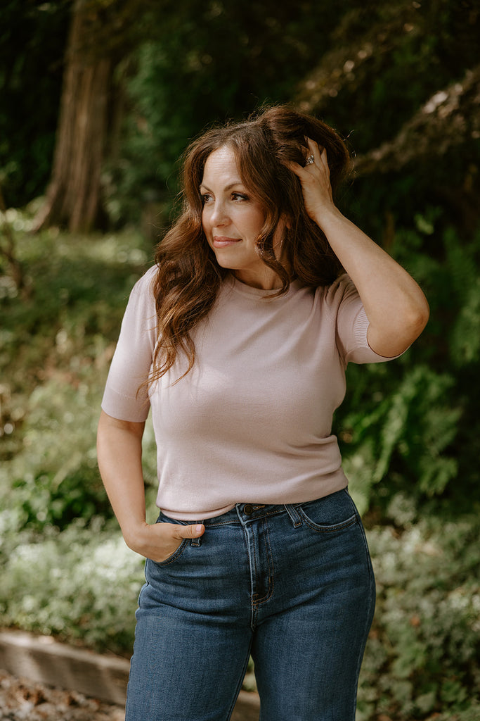 Short Puff Sleeve Sweater - Blush