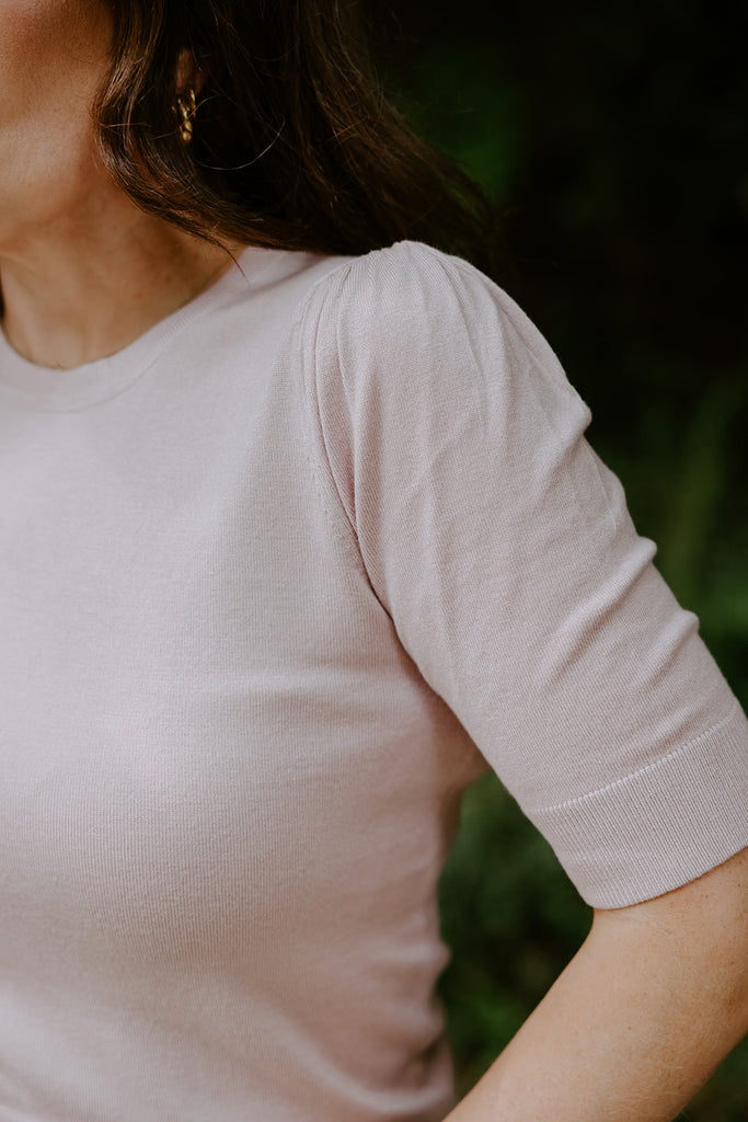 Short Puff Sleeve Sweater - Blush