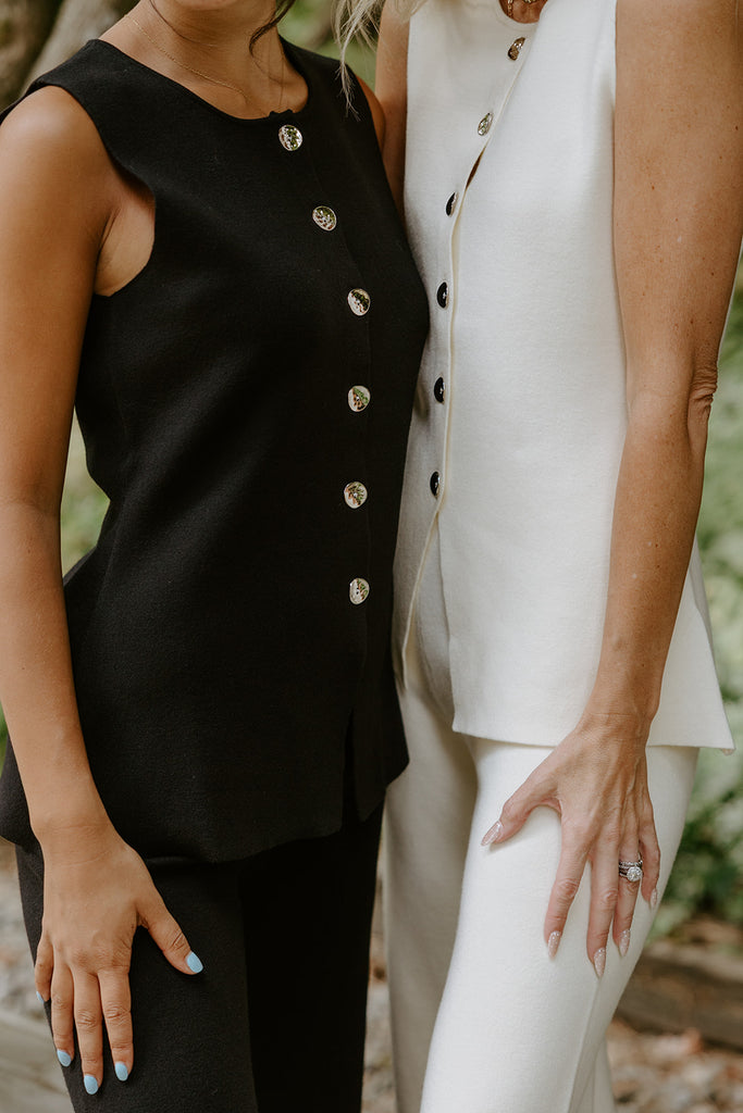 Short Sleeve & Wide Leg Knit Set - Black