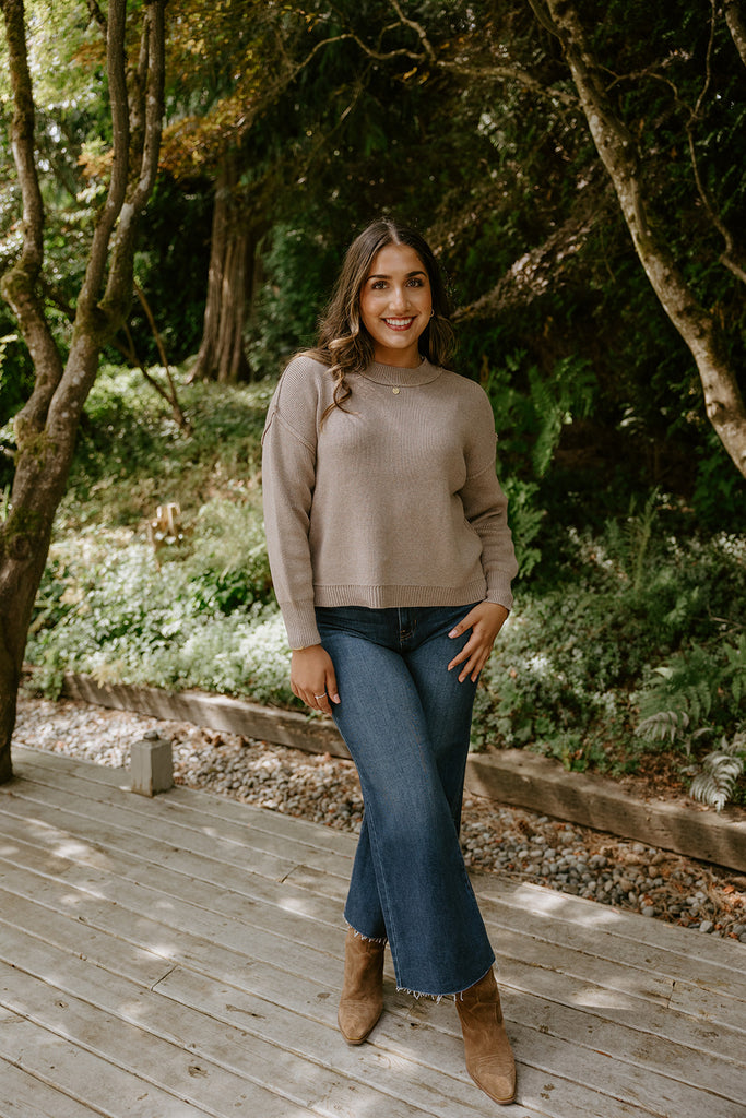 Ribbed drop Shoulder Sweater - Mocha