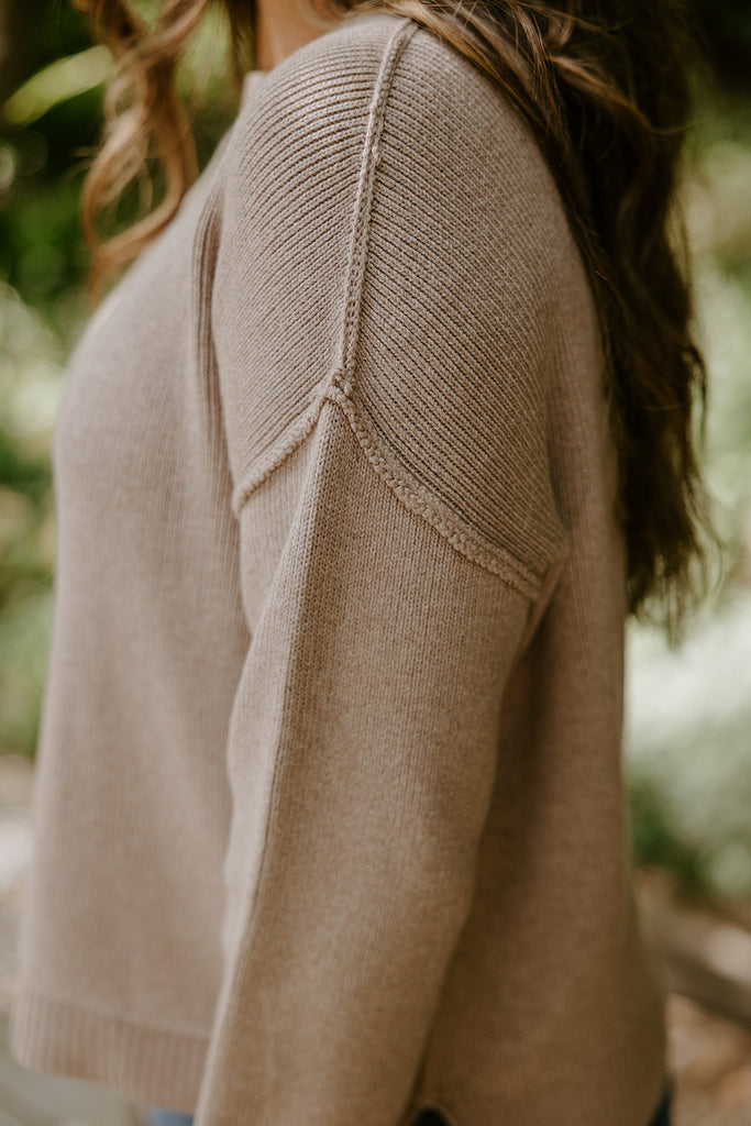 Ribbed drop Shoulder Sweater - Mocha