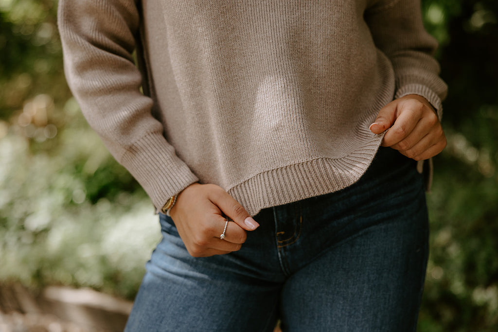 Ribbed drop Shoulder Sweater - Mocha