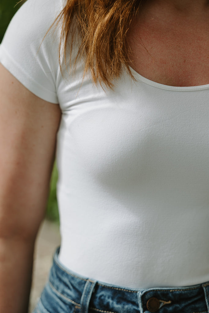 Short Sleeve Fitted Cami - White