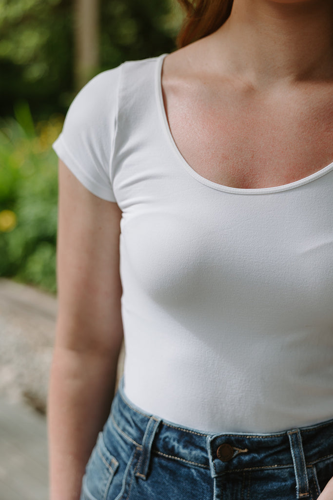 Short Sleeve Fitted Cami - White