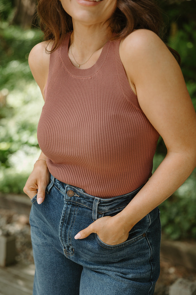 Ribbed Tank Top - Red Bean