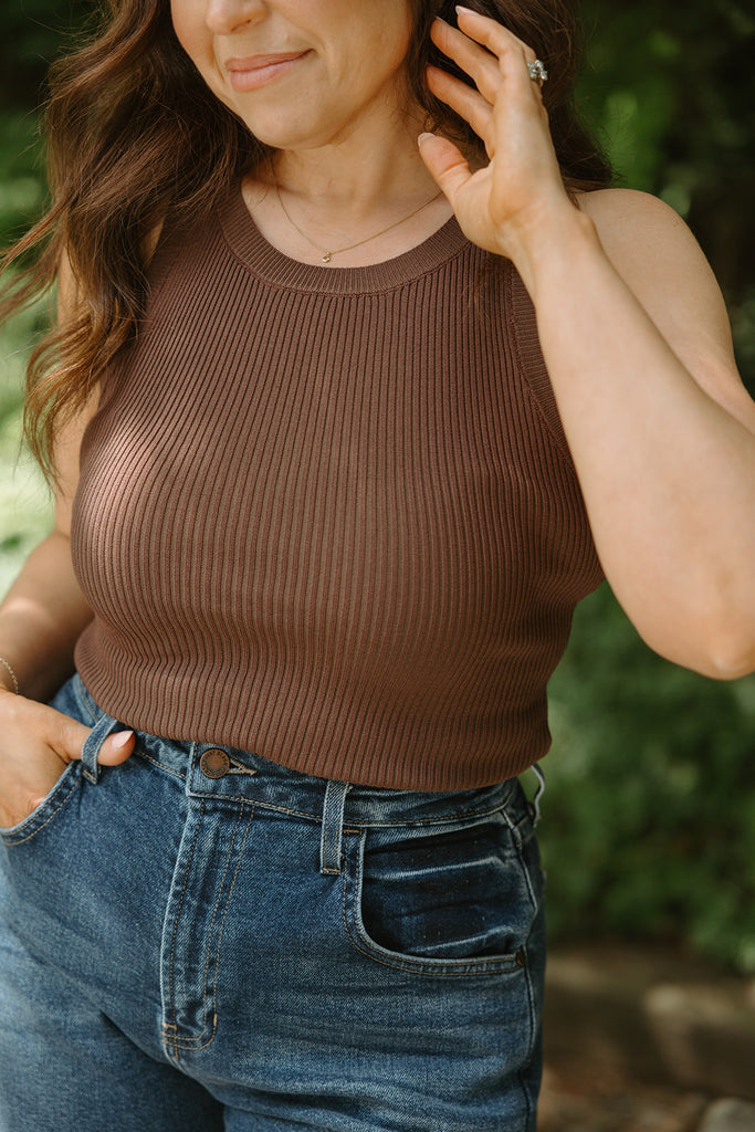 Ribbed Tank Top - Chocolate