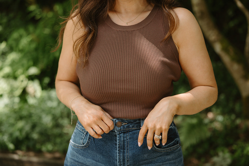 Ribbed Tank Top - Chocolate