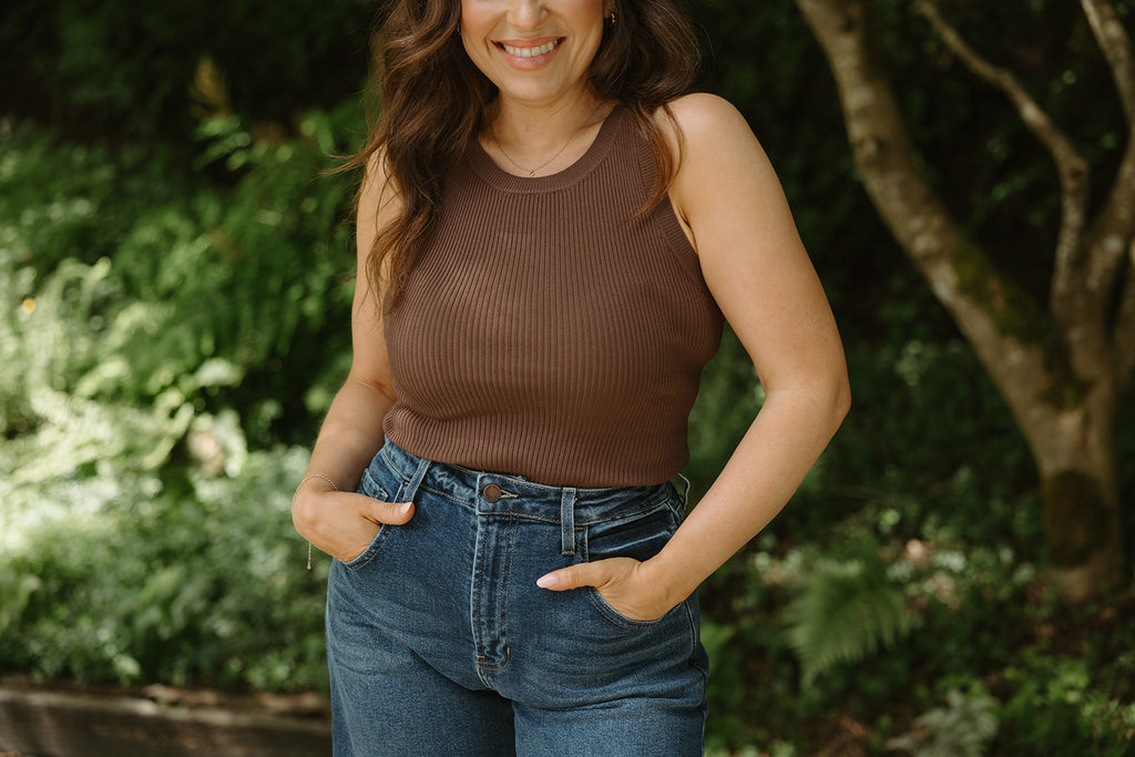 Ribbed Tank Top - Chocolate