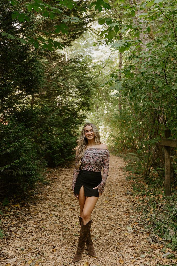 Off Shoulder Sheer Bodysuit - Pink