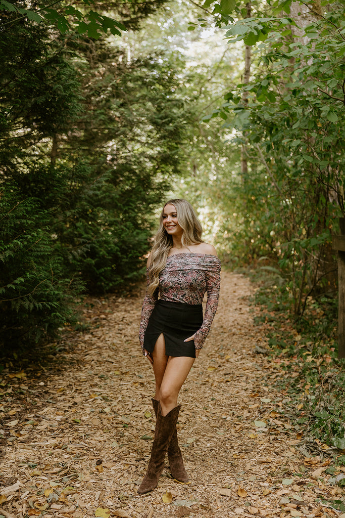 Off Shoulder Sheer Bodysuit - Pink