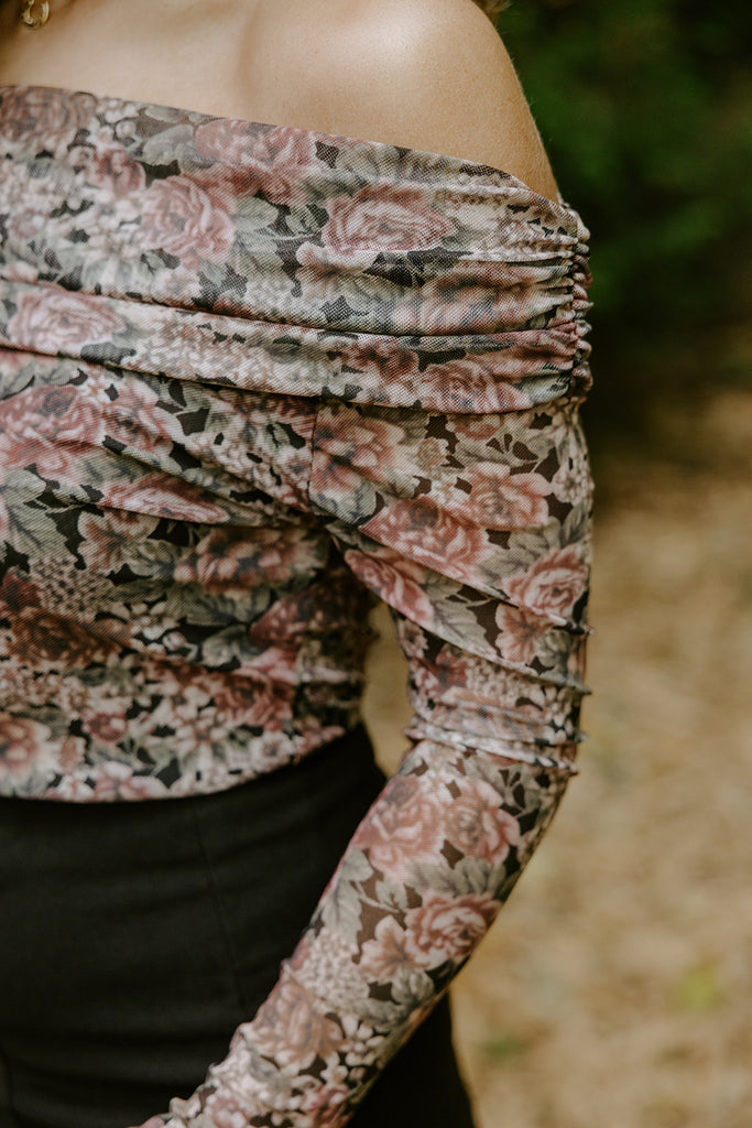 Off Shoulder Sheer Bodysuit - Pink