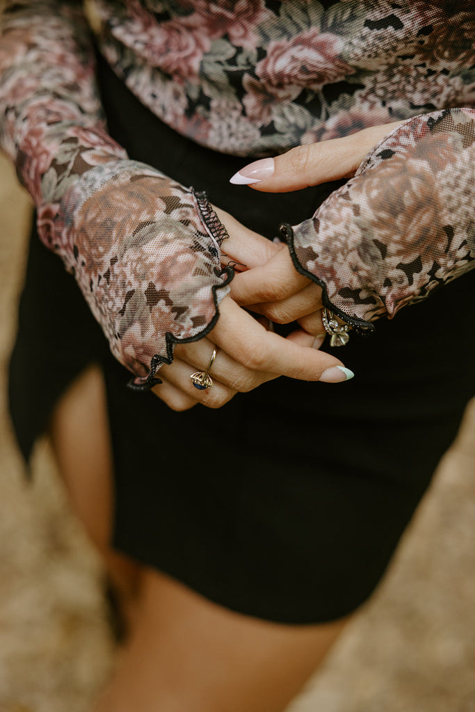 Off Shoulder Sheer Bodysuit - Pink