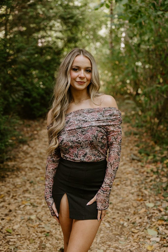 Off Shoulder Sheer Bodysuit - Pink