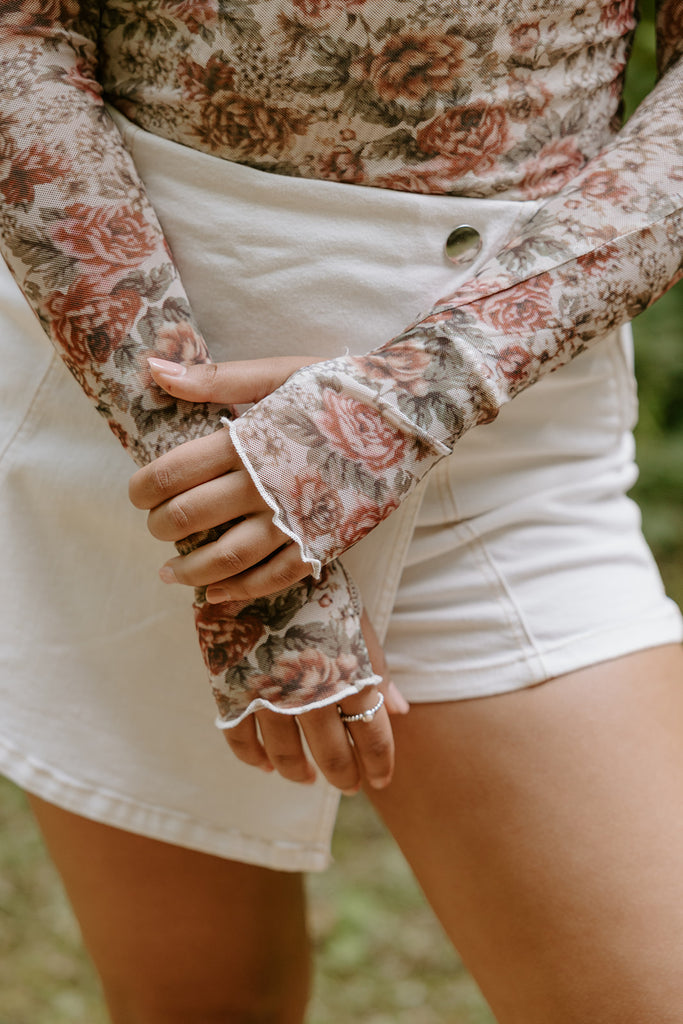Off Shoulder Sheer Bodysuit - Cream