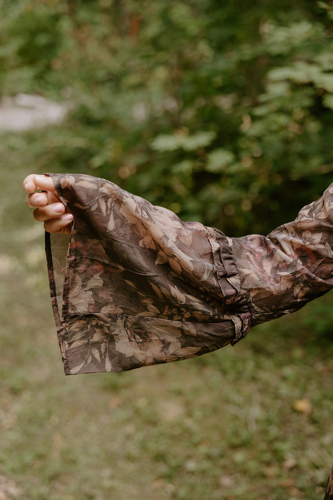 Floral Midi with Front Buttons - Chocolate