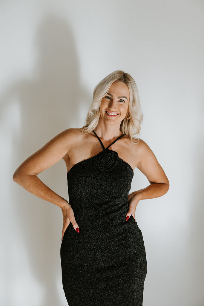 Sparkly Dress with Flower Motif