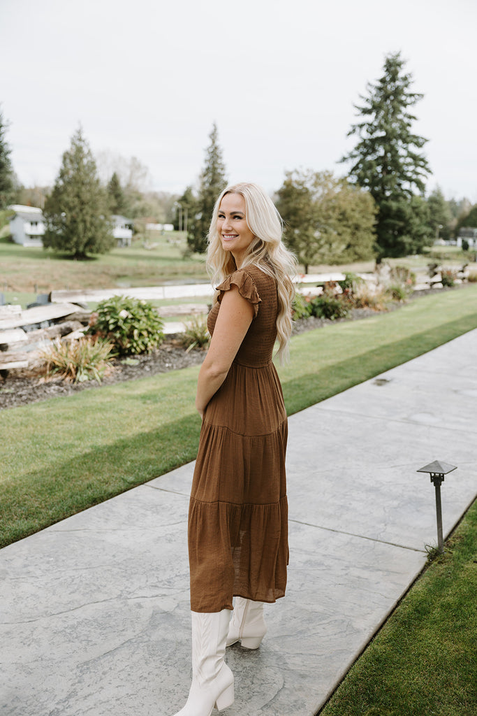 Ruffle Sleeve Smocked Dress