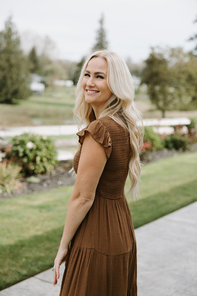Ruffle Sleeve Smocked Dress