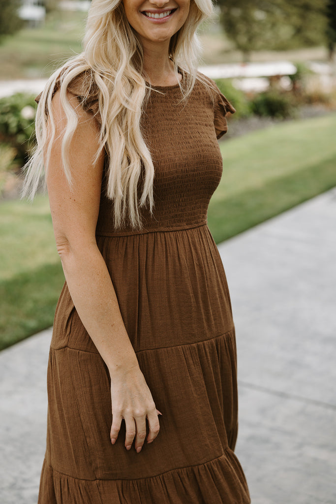 Ruffle Sleeve Smocked Dress