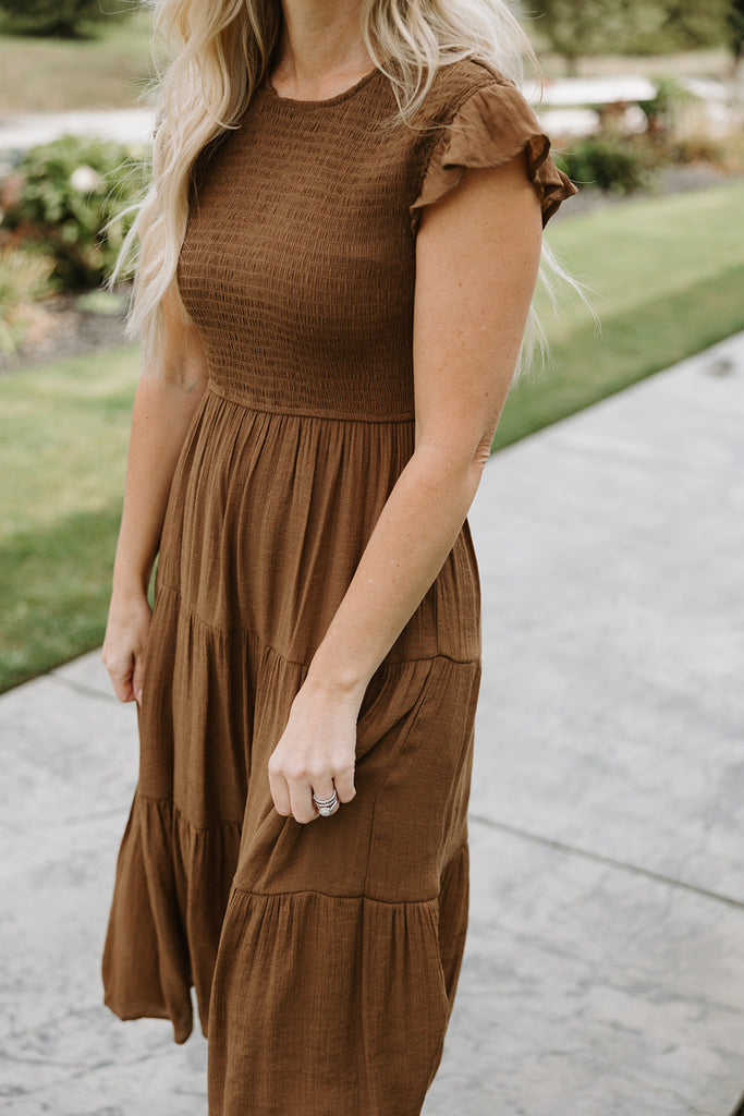 Ruffle Sleeve Smocked Dress