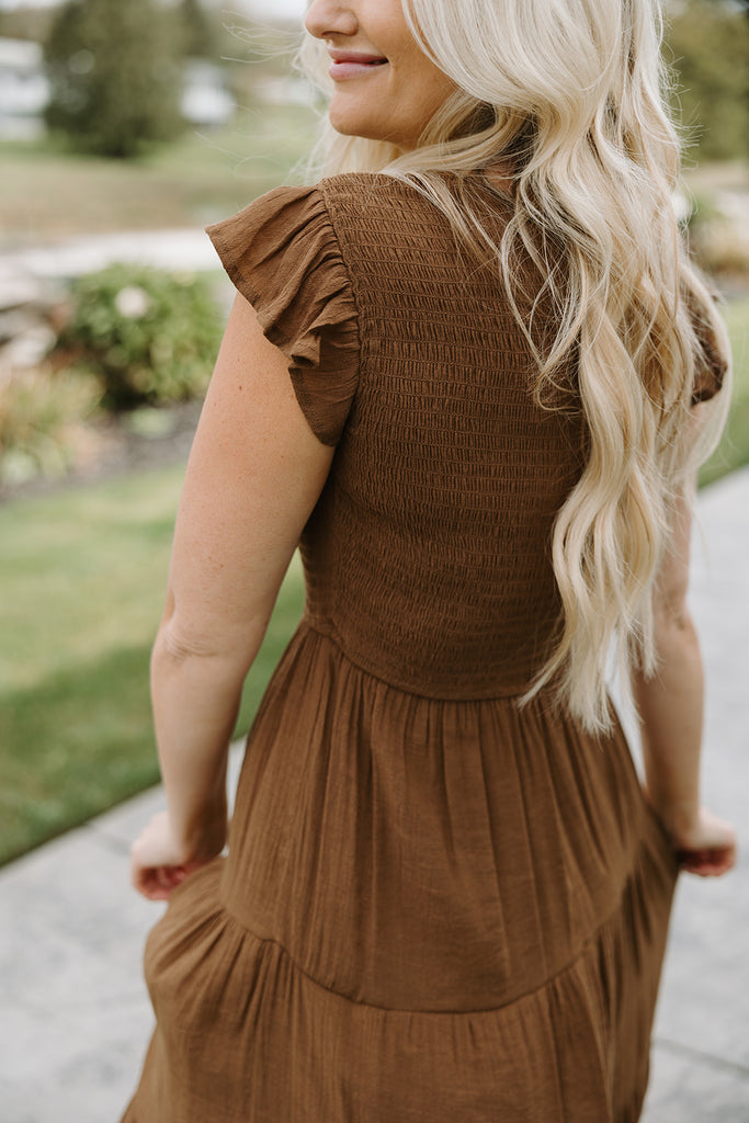 Ruffle Sleeve Smocked Dress
