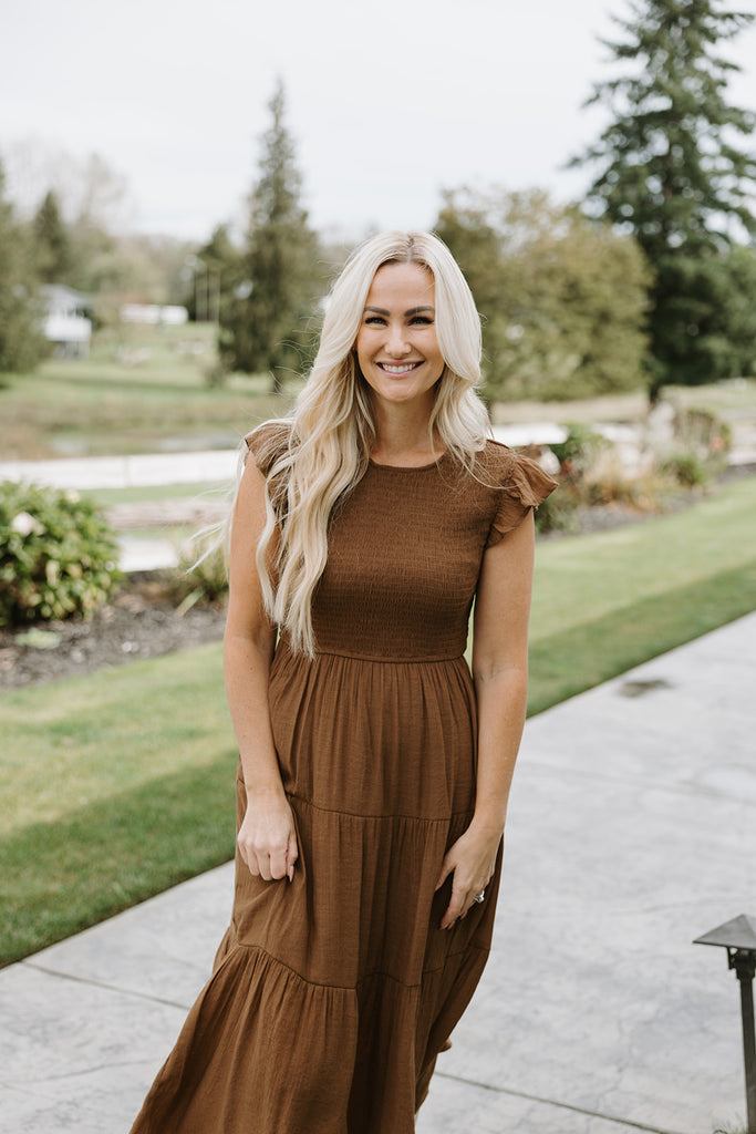 Ruffle Sleeve Smocked Dress