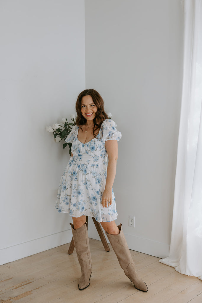 Floral Corset Back Tie Mini Dress