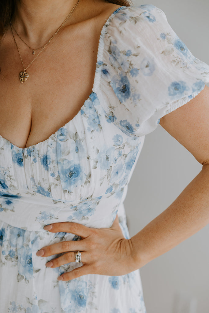 Floral Corset Back Tie Mini Dress