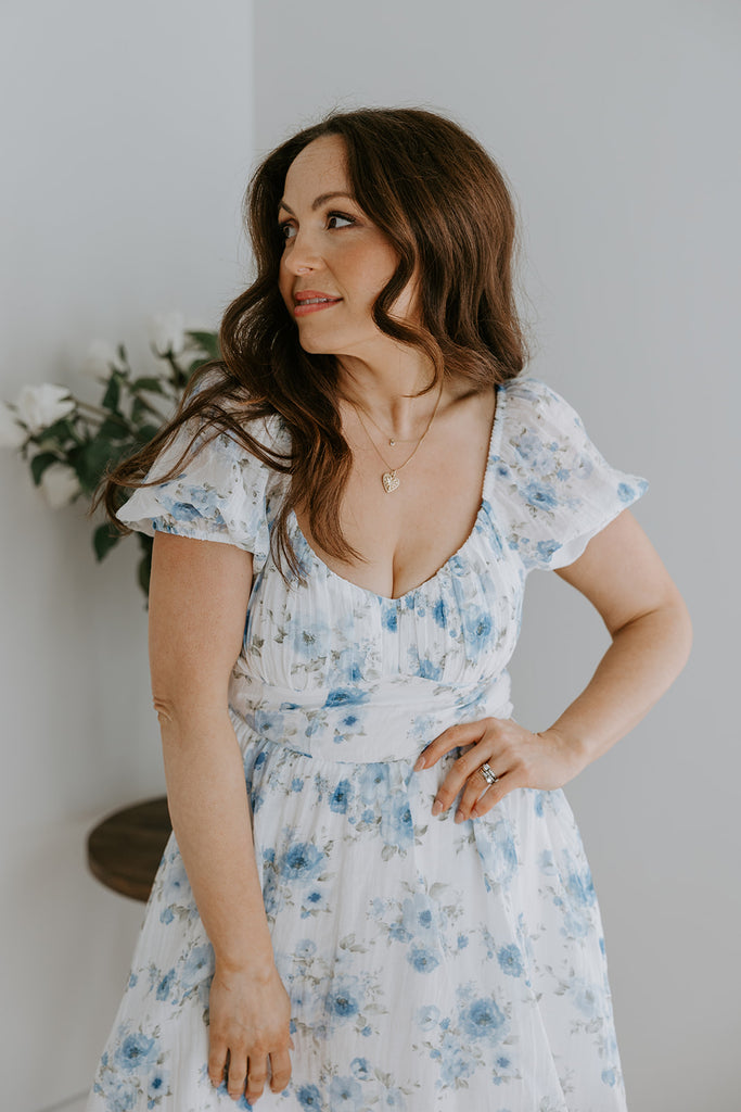 Floral Corset Back Tie Mini Dress