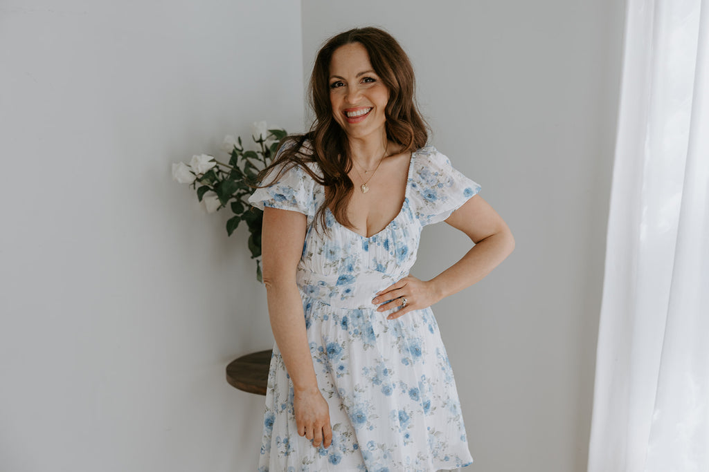 Floral Corset Back Tie Mini Dress