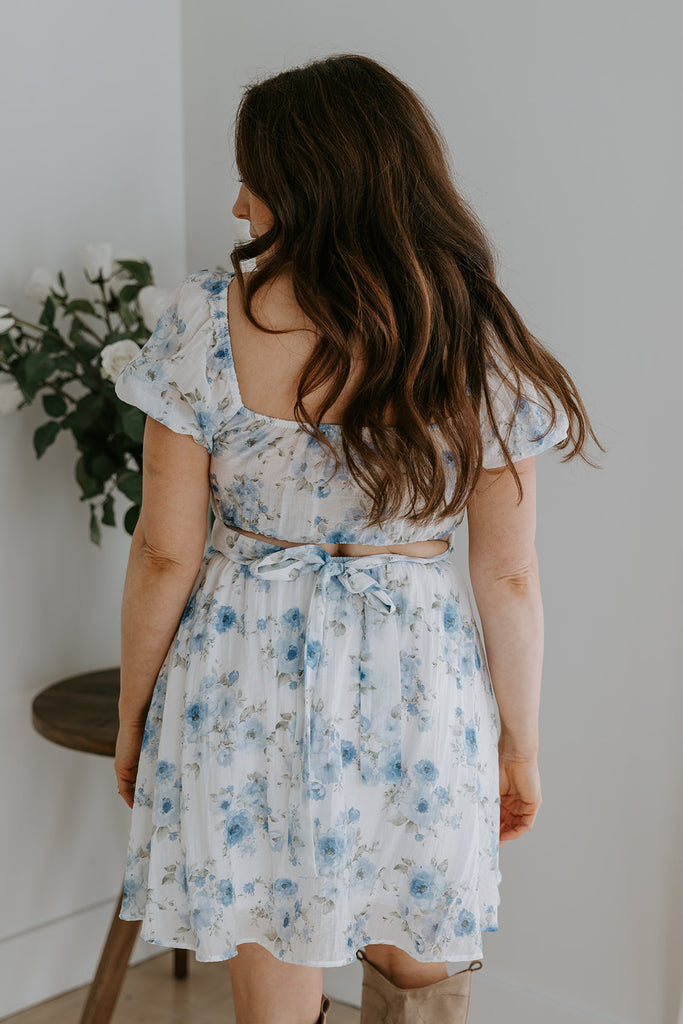 Floral Corset Back Tie Mini Dress