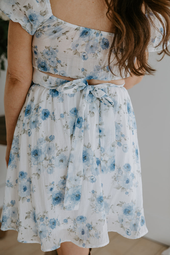 Floral Corset Back Tie Mini Dress