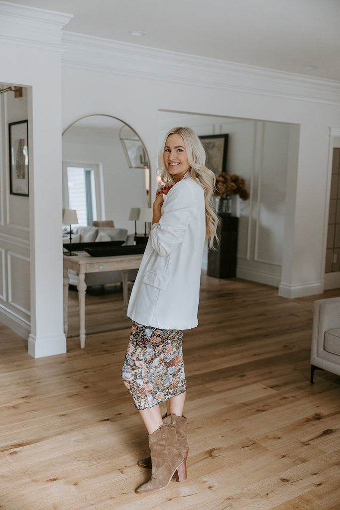 Classic Blazer with Stripe Lining - White