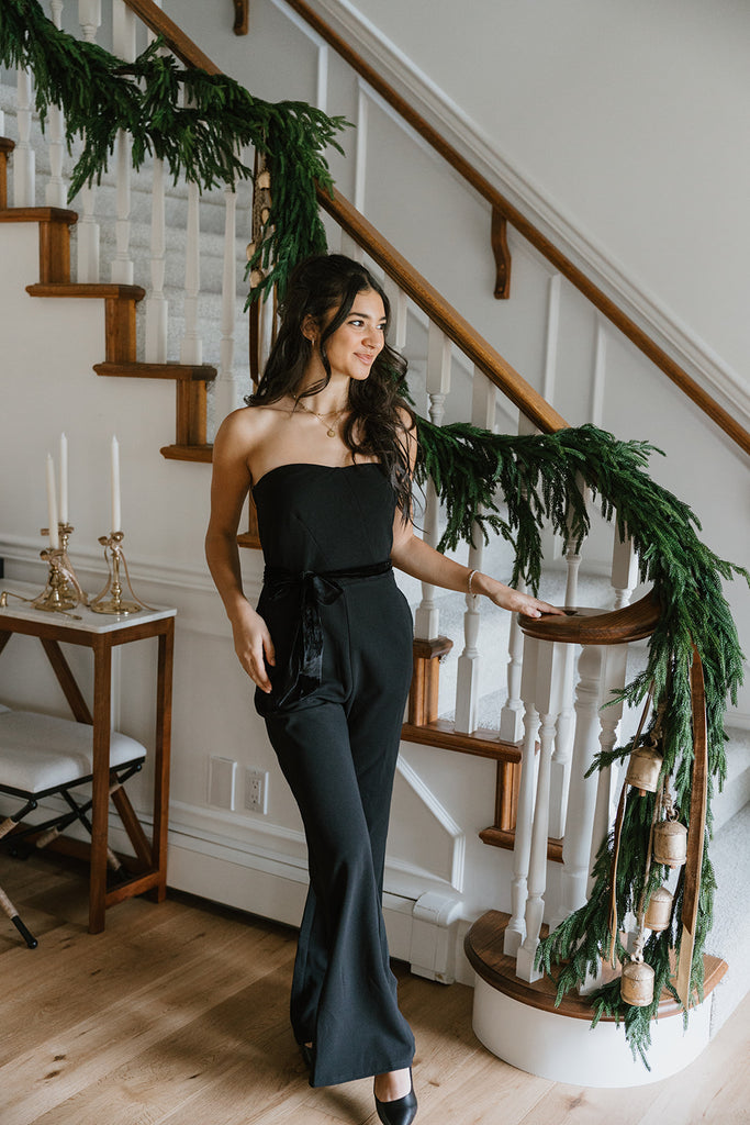 Tube Tie Front Jumpsuit - Black