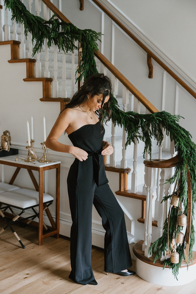 Tube Tie Front Jumpsuit - Black