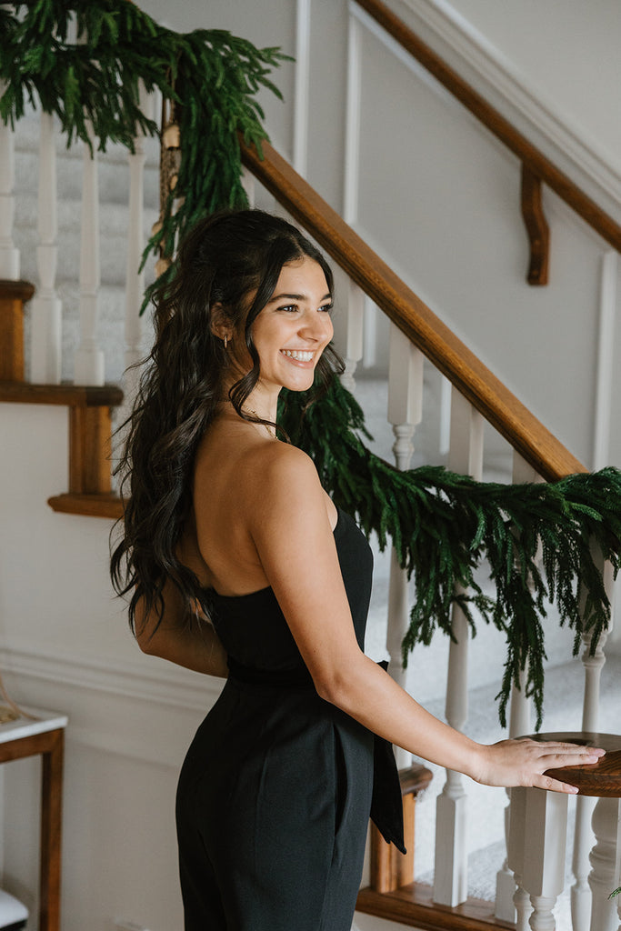 Tube Tie Front Jumpsuit - Black