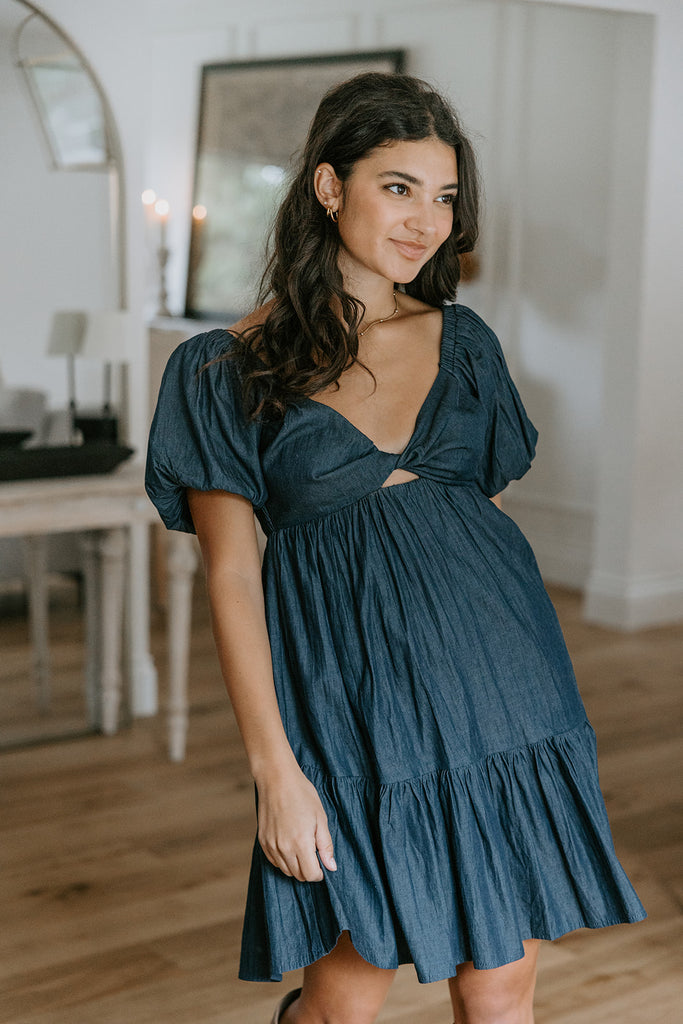 Twisted Bust Dress - Indigo
