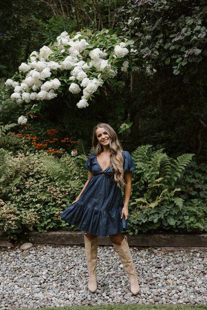 Twisted Bust Dress - Indigo
