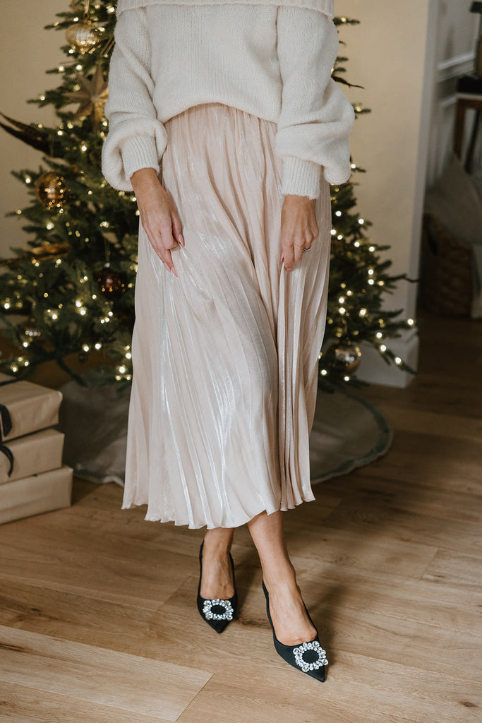 Pleated Maxi Skirt - Champagne