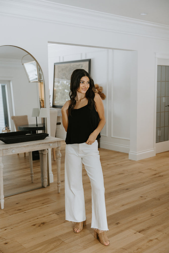 Flowy Linen Tank - Black