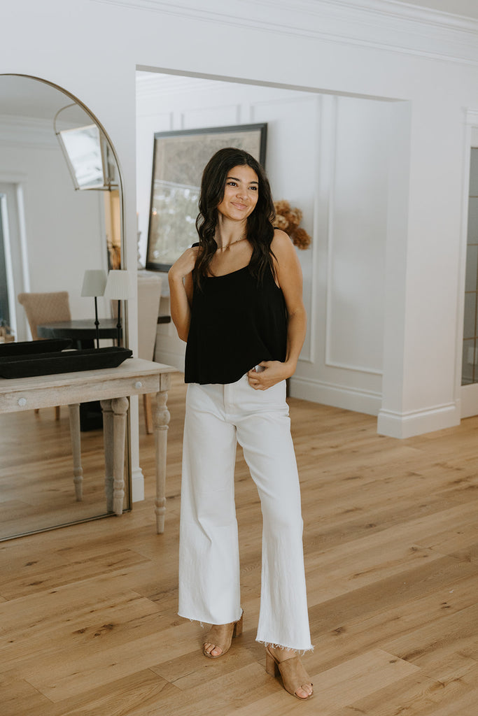 Flowy Linen Tank - Black