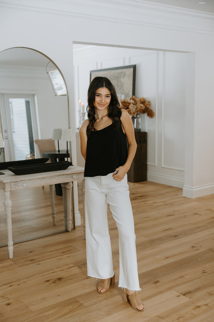 Flowy Linen Tank - Black