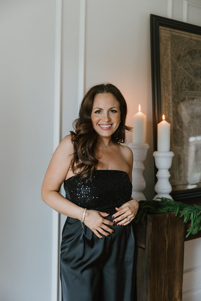 Sequin Tube Top And Pant Set - Black