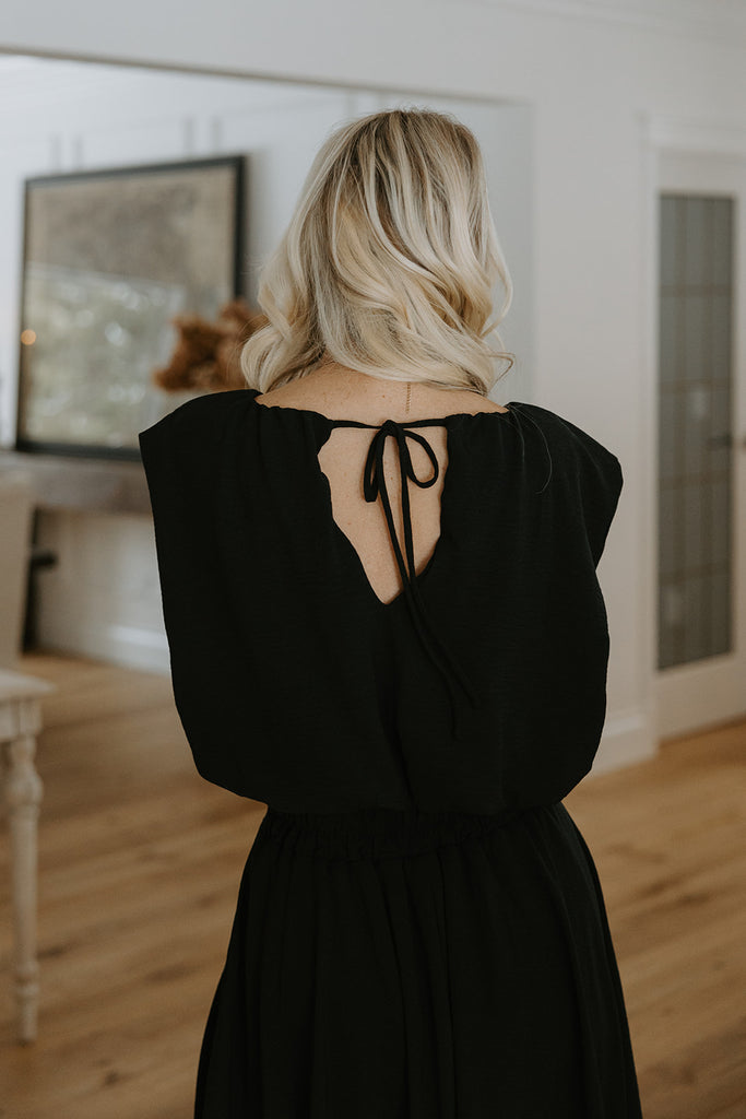 Bubble Top & Midi Skirt Set - Black