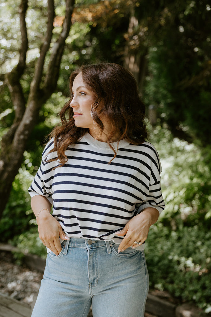 Striped Knit Basic - Navy/Cream