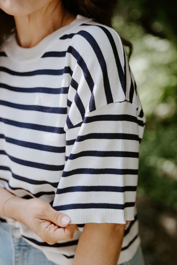Striped Knit Basic - Navy/Cream