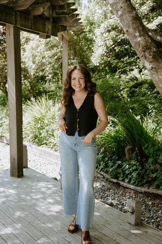 Button Up Blouse With Pocket - Cream