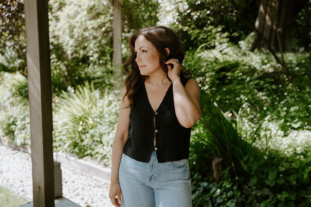 Button Up Knit Tank - Black
