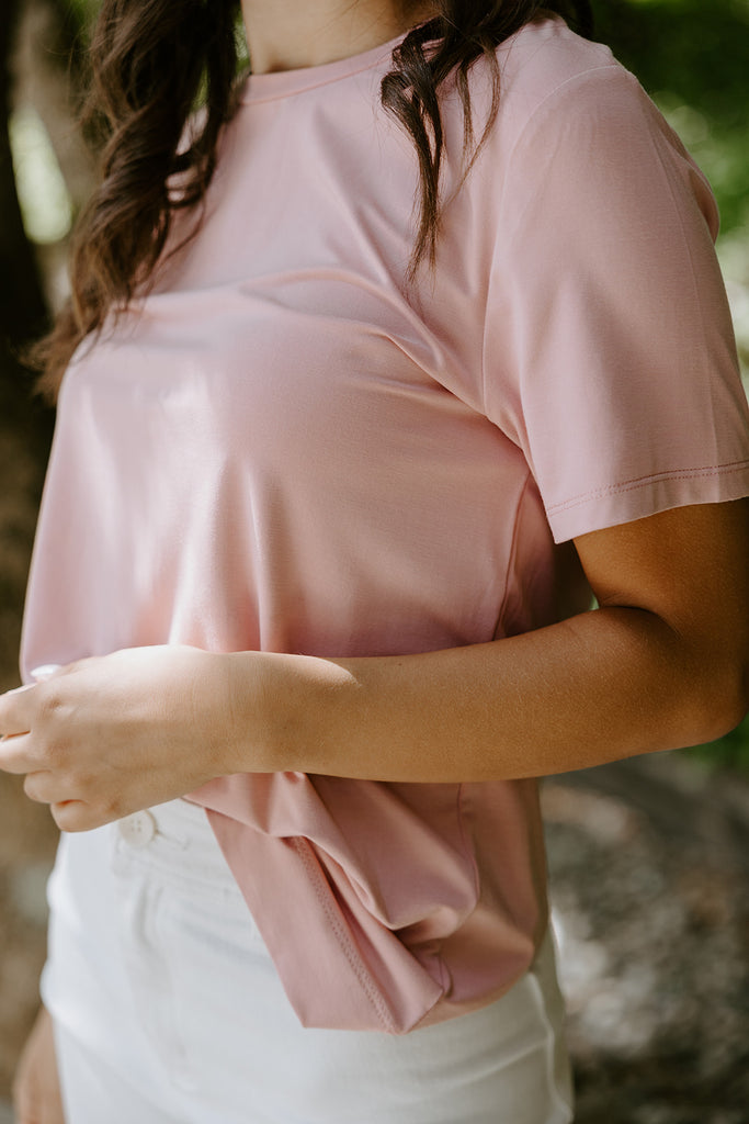 Basic Bamboo Round Neck T-shirt - Dusty Rose