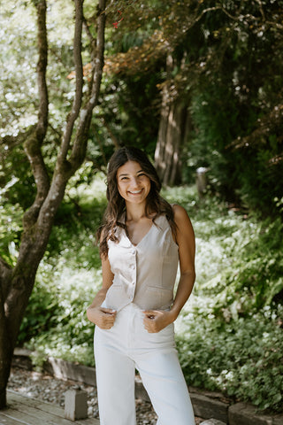 Button Up Blouse With Pocket - Cream